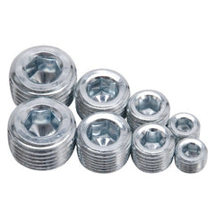 Edelbrock 8052 Socket Head Pipe Plugs in Anodized Finish - 1/8, 1/4, 3/8, 1/2 NPT (Qty 8)