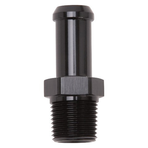 Edelbrock 8114 HOSE END STRAIGHT 3/8 NPT TO 1/2 BARB BLACK ANODIZE