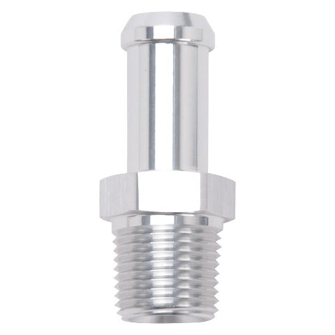 Edelbrock 8115 HOSE END STRAIGHT 3/8 NPT TO 1/2 BARB CLEAR ANODIZE
