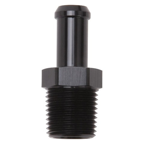 Edelbrock 8119 HOSE END STRAIGHT 1/2 NPT TO 1/2 BARB BLACK ANODIZED