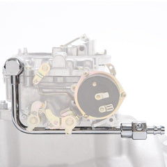 Edelbrock 8126 Chrome Steel Fuel Line With 3/8 Barbed End Inlet And Wothout Fuel Filter