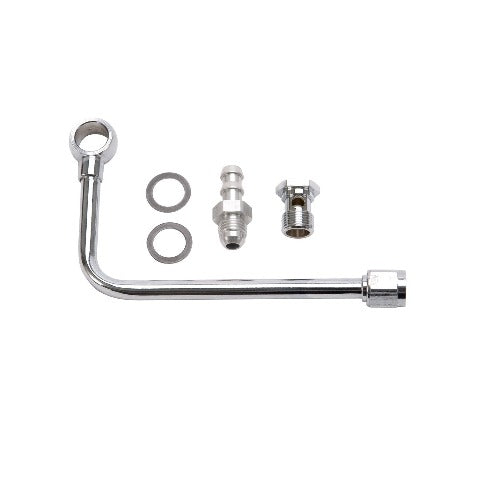 Edelbrock 8126 Chrome Steel Fuel Line With 3/8 Barbed End Inlet And Wothout Fuel Filter