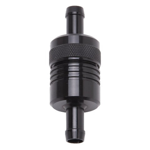 Edelbrock 8157 FUEL FILTERS ALUM 3 x 1 - 1/8 DIAMETER, 3/8 INLET/OUTLET BLACK
