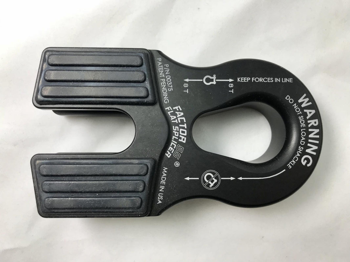 Factor 55 00375-04 Flat Splicer 3/8-1/2 Synthetic Rope Splice-On Shackle Mount - Black