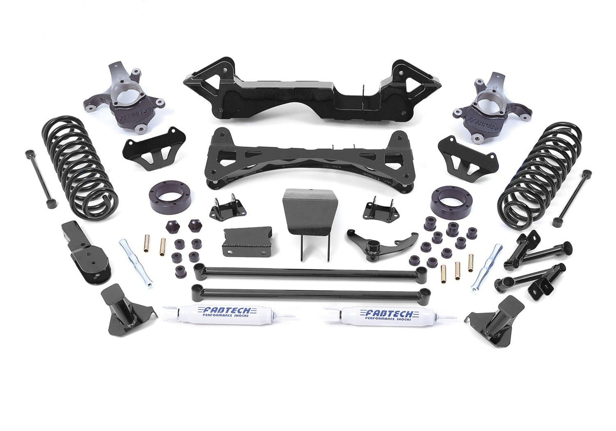 Fabtech K1007 6in. PERF SYS W/PERF FRT SHKS 00-06 GM K1500 SUB/YUK/TAHOE/AVAL 4WD W/LOAD LVLNG