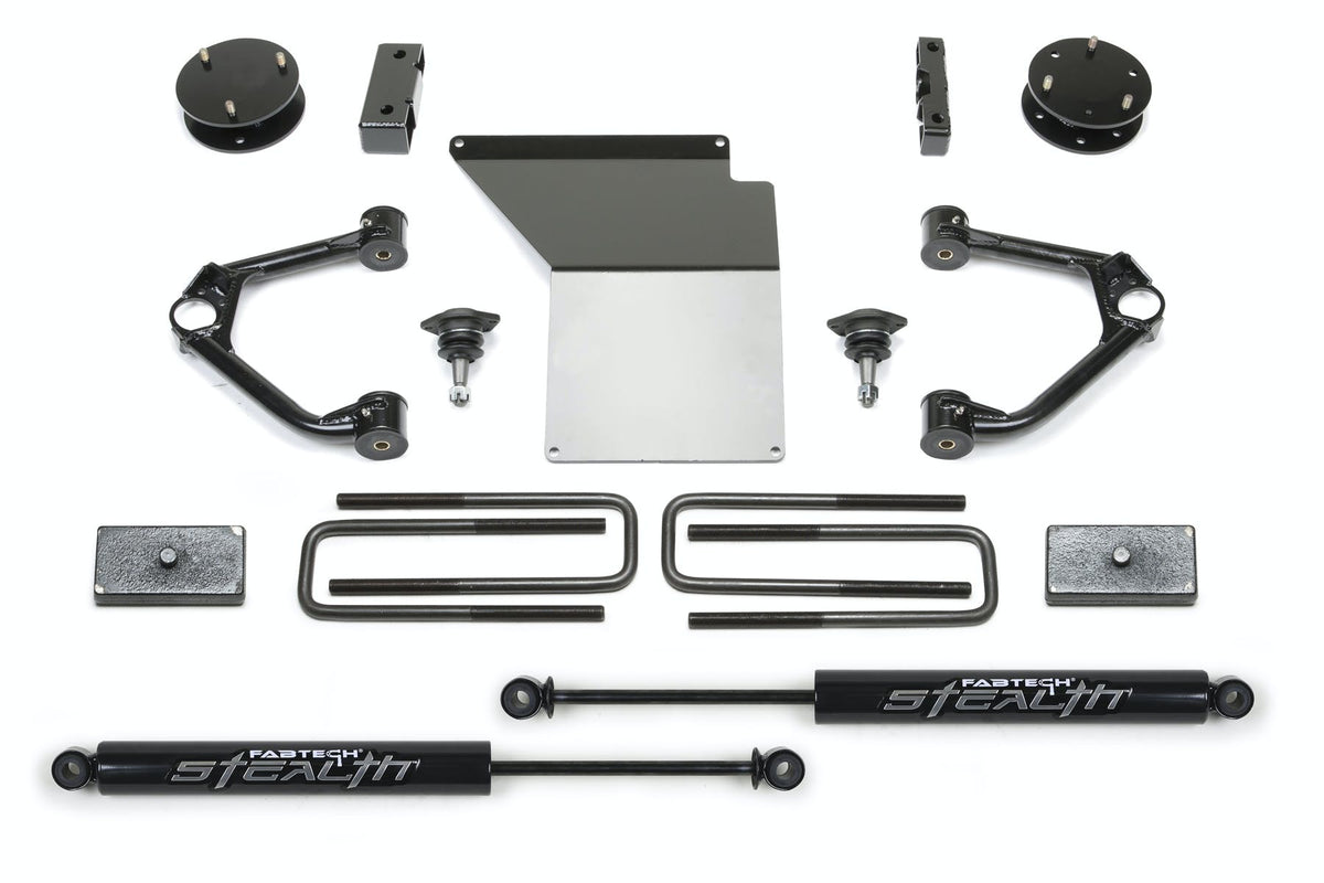 Fabtech K1070M 4in. BUDGET SYS W/STEALTH 2014 GM K1500 P/U W/ALUM SUSP
