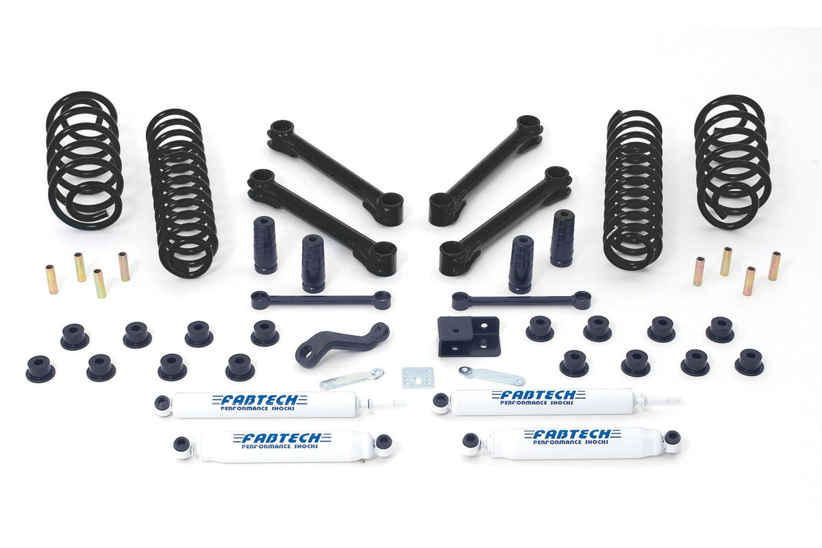 Fabtech K4001 4in. BASIC SYS W/PERF SHKS 97-06 JEEP TJ ALL MODELS 4WD/LJ UNLMTD ALL MODELS
