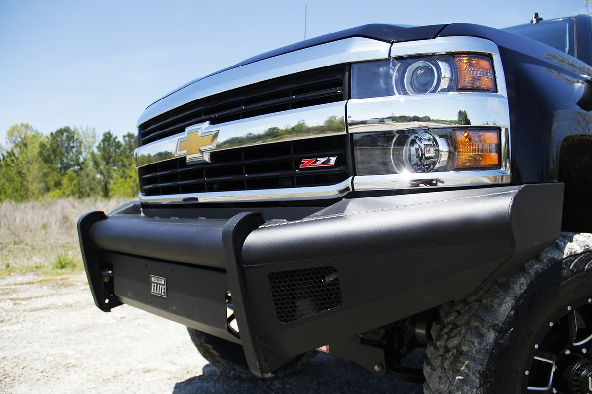Fab Fours Elite Front Bumper, No Guard, 2-Stage Black Powder Coat CH08-Q2061-1
