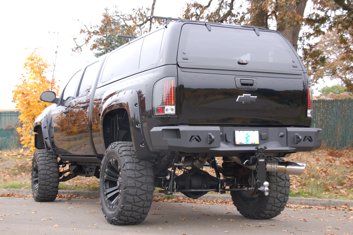 Fab Fours Heavy Duty Rear Bumper, 2-Stage Black Powder Coat CH08-W1450-1
