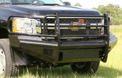 Fab Fours Black Steel Front Ranch Bumper, Full Grill Guard, 2-Stage Black Powder Coat CH11-S2760-1