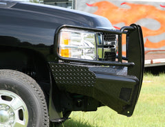 Fab Fours Black Steel Front Ranch Bumper, Full Grill Guard, 2-Stage Black Powder Coat CH11-S2760-1