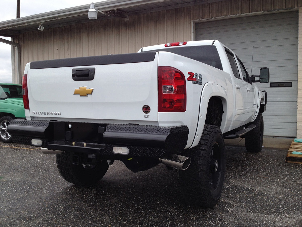 Fab Fours Black Steel Ranch Rear Bumper, 2-Stage Black Powder Coat CH11-T2150-1