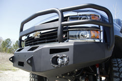 Fab Fours Premium Heavy Duty Winch Front Bumper, Full Grill Guard, 2-Stage Black Powder Coat CH14-A3050-1