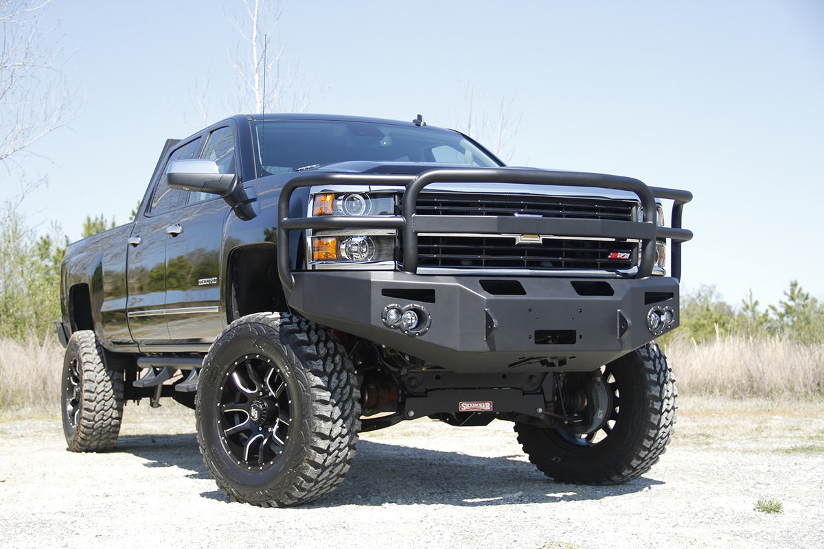 Fab Fours Premium Heavy Duty Winch Front Bumper, Full Grill Guard, 2-Stage Black Powder Coat CH14-A3050-1
