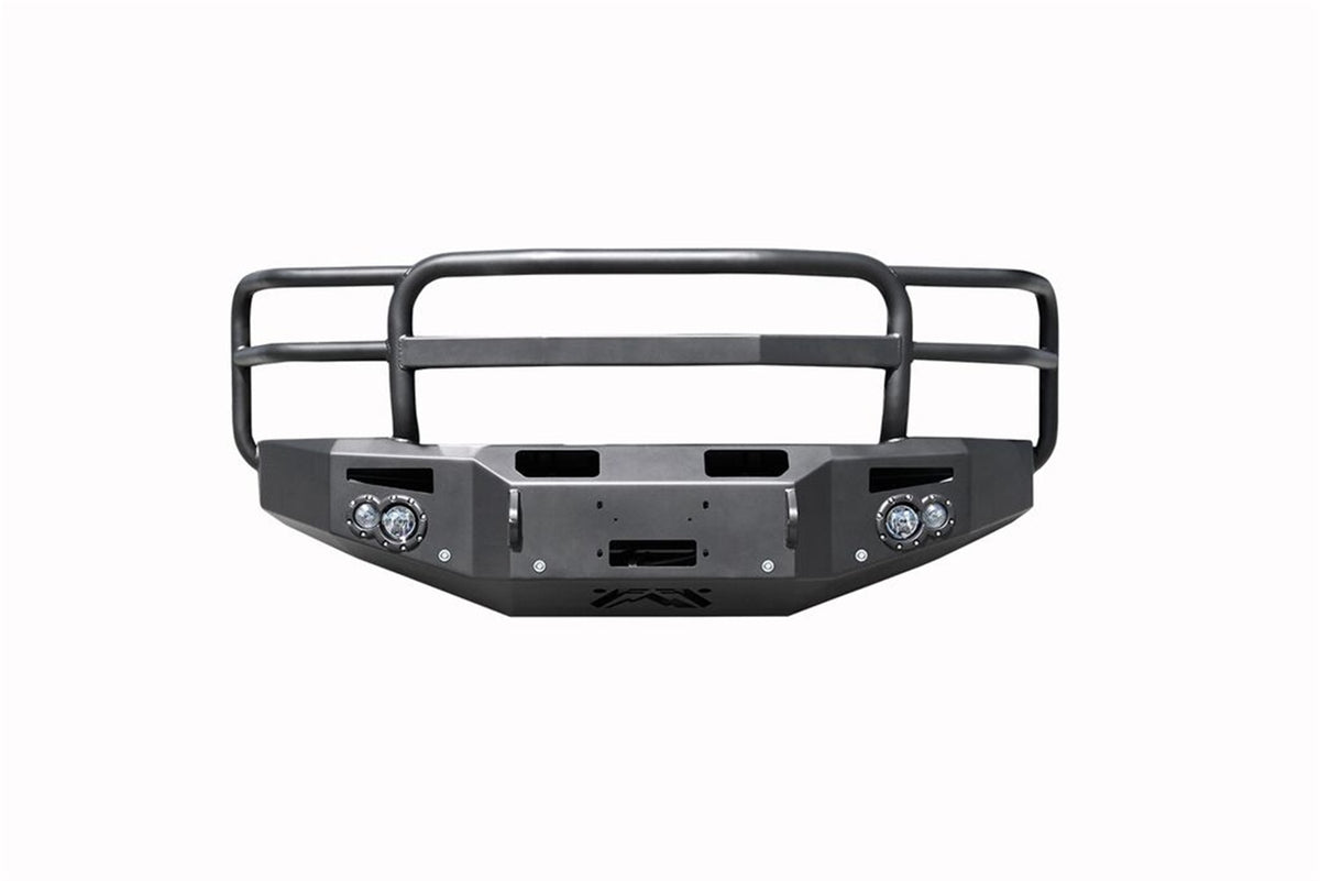 Fab Fours Premium Winch Front Bumper, Full Grill Guard, Sensor Compatible, 2-Stage Black Powder Coat CH14-C3050-1
