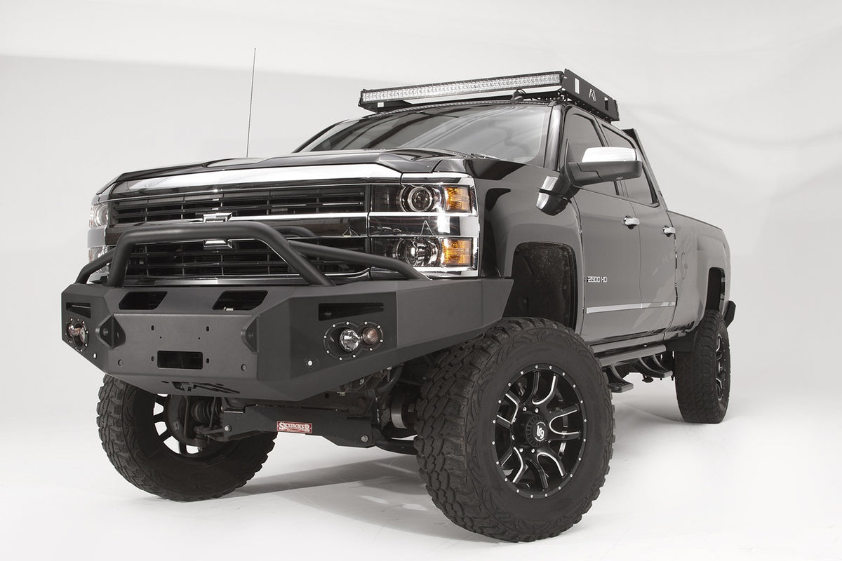 Fab Fours Premium Winch Front Bumper, Pre-Runner Guard, Sensor Compatible, 2-Stage Black Powder Coat CH14-C3052-1