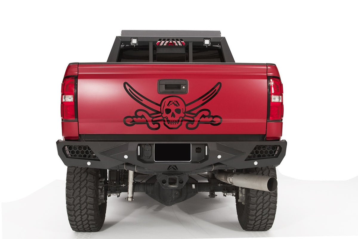 Fab Fours Vengeance Rear Bumper, Sensor Compatible, 2-Stage Black Powder Coat CH15-E3051-1