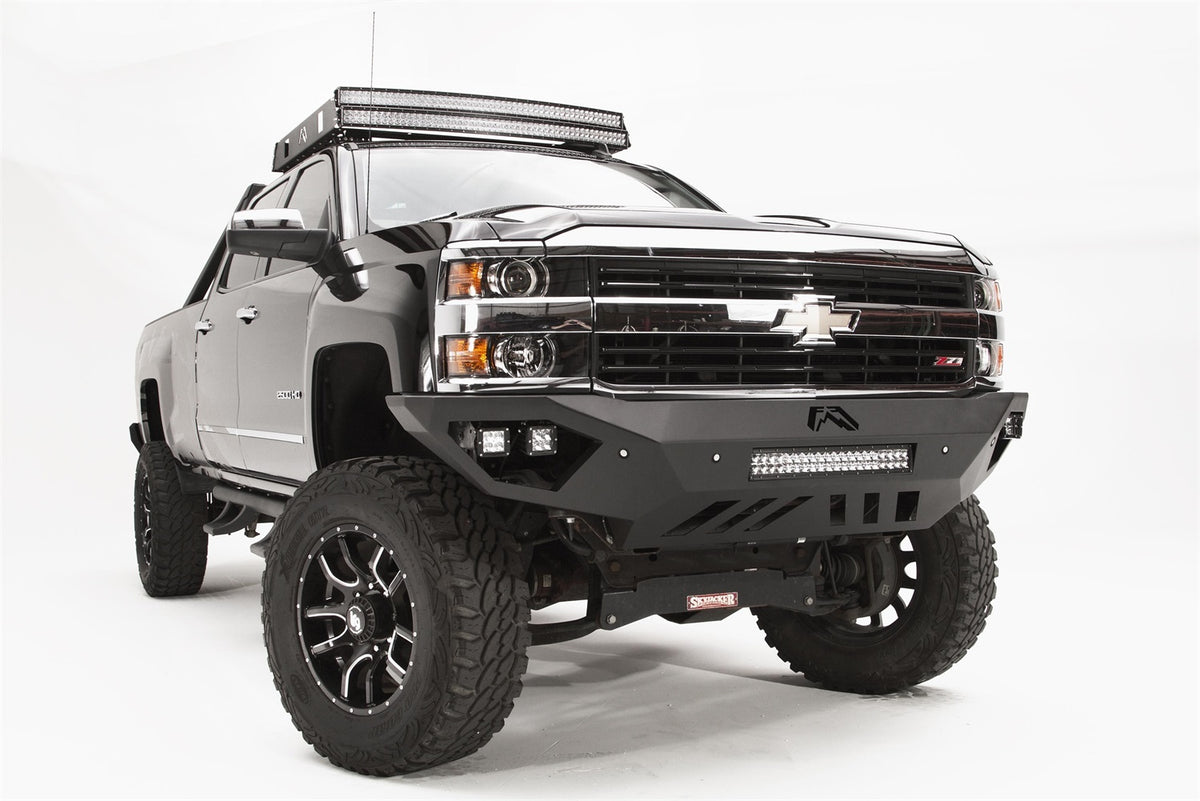 Fab Fours Vengeance Front Bumper, No Guard, Sensor Compatible, 2-Stage Black Powder Coat CH15-V3051-1