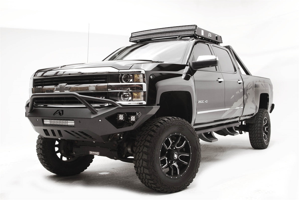 Fab Fours Vengeance Front Bumper, Pre-Runner Guard, Sensor Compatible, 2-Stage Black Powder Coat CH15-V3052-1
