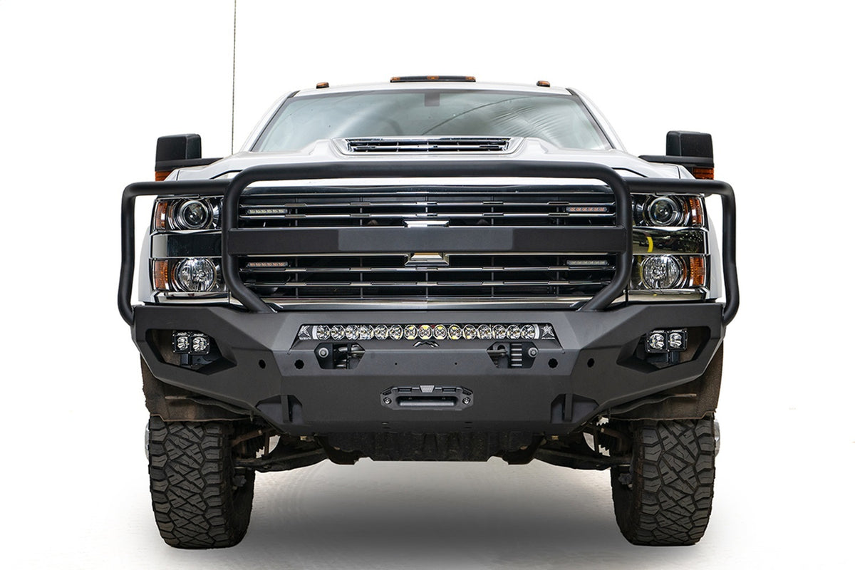 Fab Fours Matrix Front Bumper, Full Grill Guard, Bare Steel CH15-X2750-B