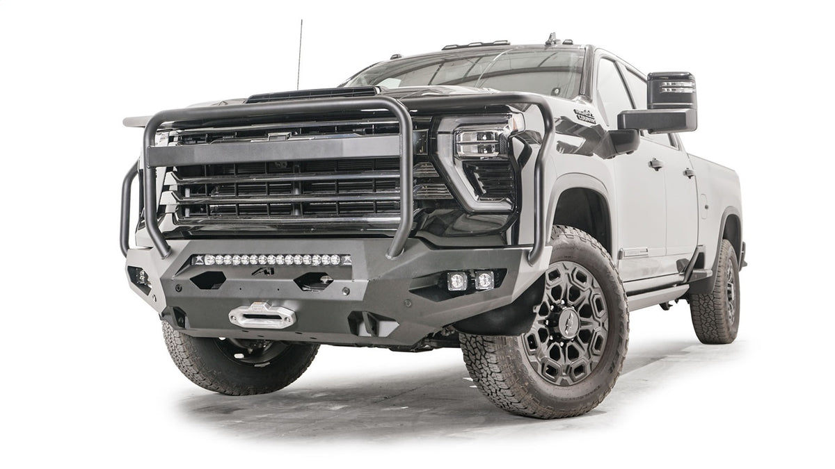 Fab Fours Matrix Front Bumper, Full Grill Guard, 2-Stage Black Powder Coat CH24-X6150-1