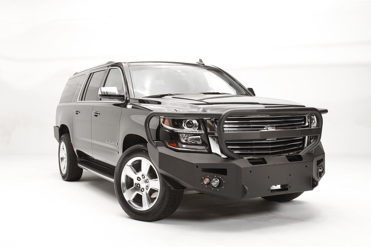 Fab Fours Premium Winch Front Bumper, Full Grill Guard, 2-Stage Black Powder Coat CS15-F3550-1
