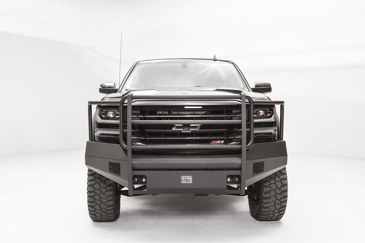 Fab Fours Elite Front Bumper, Full Grill Guard, 2-Stage Black Powder Coat CS16-R3860-1