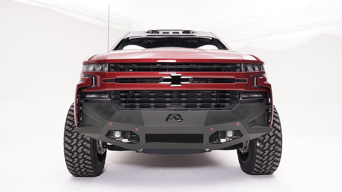 Fab Fours Vengeance Front Bumper, No Guard, Sensor Compatible, 2-Stage Black Powder Coat CS19-D4051-1
