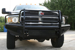 Fab Fours Black Steel Front Ranch Bumper, Full Grill Guard, 2-Stage Black Powder Coat DR03-S1060-1