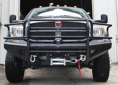 Fab Fours Black Steel Front Ranch Bumper, Full Grill Guard, 2-Stage Black Powder Coat DR03-S1060-1