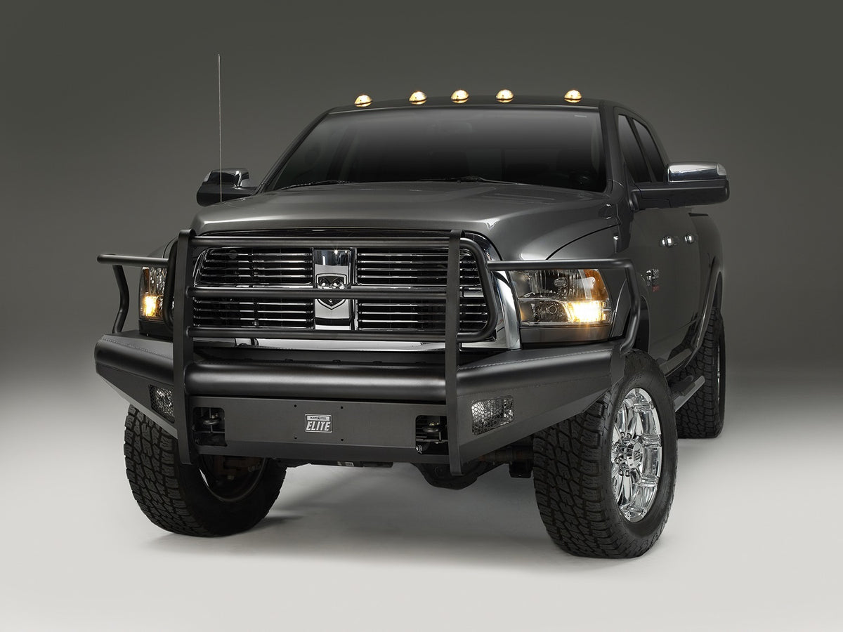 Fab Fours Elite Front Bumper, Full Grill Guard, 2-Stage Black Powder Coat DR06-Q1160-1