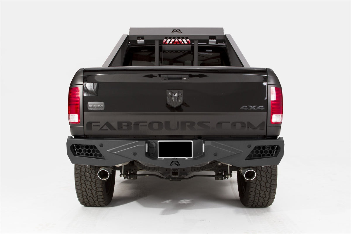 Fab Fours Premium Rear Bumper, Sensor Compatible, 2-Stage Black Powder Coat DR09-E2951-1