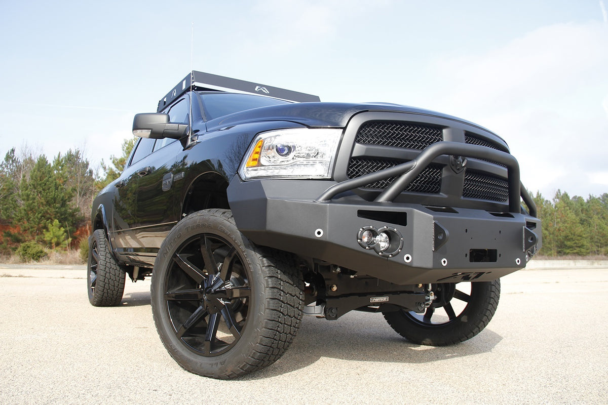 Fab Fours Premium Winch Front Bumper, Pre-Runner Guard, Sensor Compatible, 2-Stage Black Powder Coat DR13-F2952-1