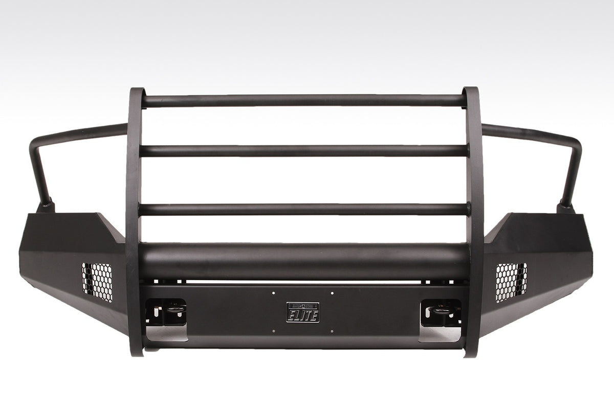 Fab Fours Elite Front Bumper, Full Grill Guard, 2-Stage Black Powder Coat DR13-R2960-1