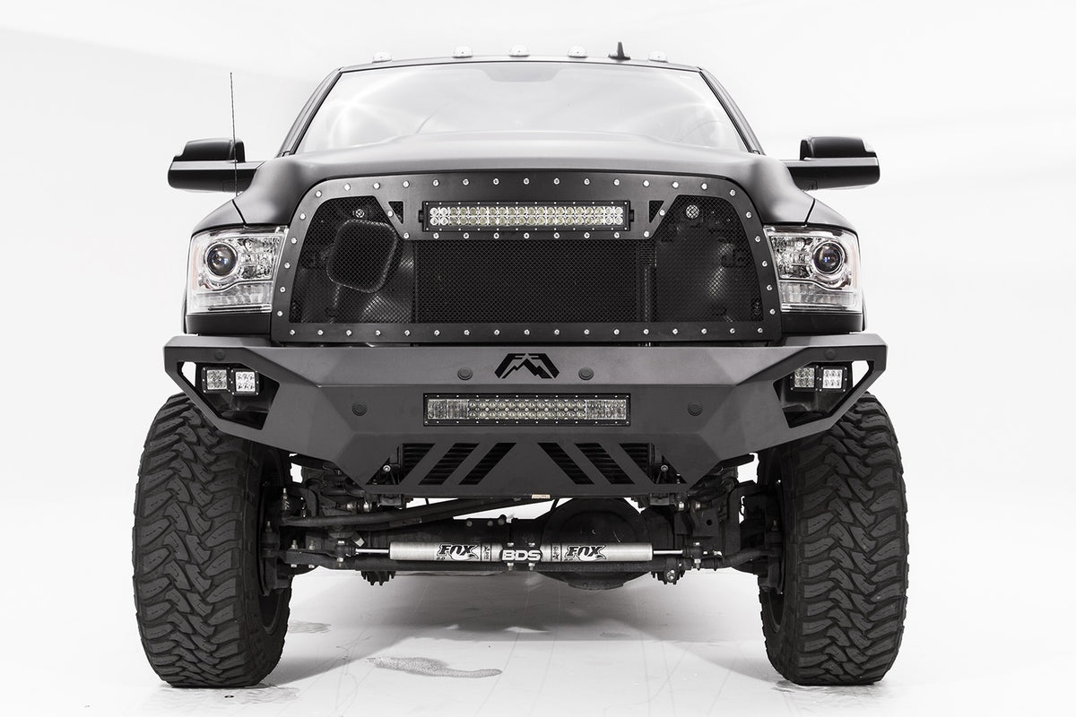 Fab Fours Vengeance Front Bumper, No Guard, Sensor Compatible, 2-Stage Black Powder Coat DR16-V4051-1