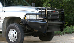 Fab Fours Black Steel Front Ranch Bumper, Full Grill Guard, 2-Stage Black Powder Coat DR94-S1560-1