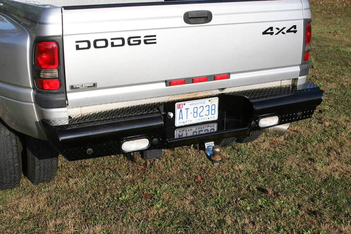 Fab Fours Black Steel Ranch Rear Bumper, 2-Stage Black Powder Coat DR94-T1650-1