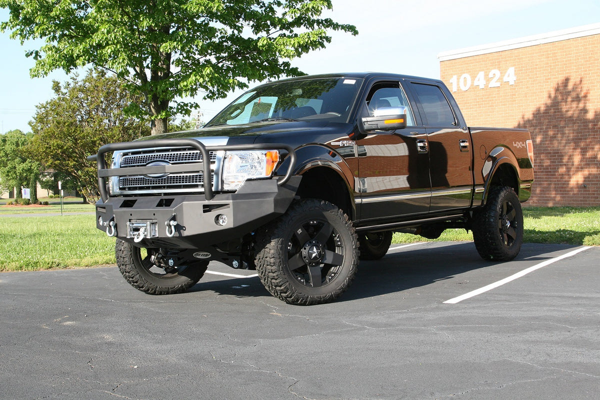 Fab Fours Premium Heavy Duty Winch Front Bumper, Full Grill Guard, Bare Steel FF09-H1950-B
