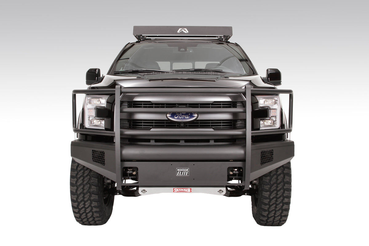 Fab Fours Elite Front Bumper, Full Grill Guard, 2-Stage Black Powder Coat FF09-R1960-1