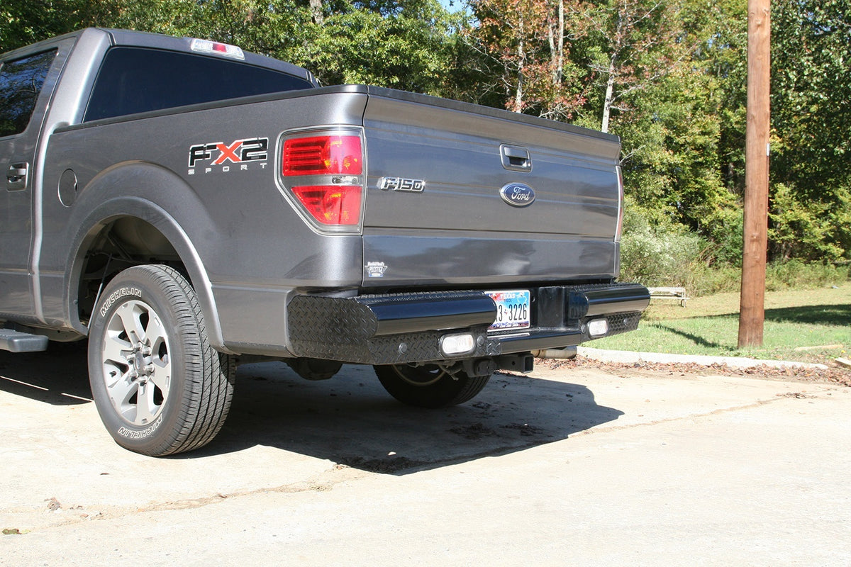 Fab Fours Black Steel Ranch Rear Bumper, 2-Stage Black Powder Coat FF09-T1750-1
