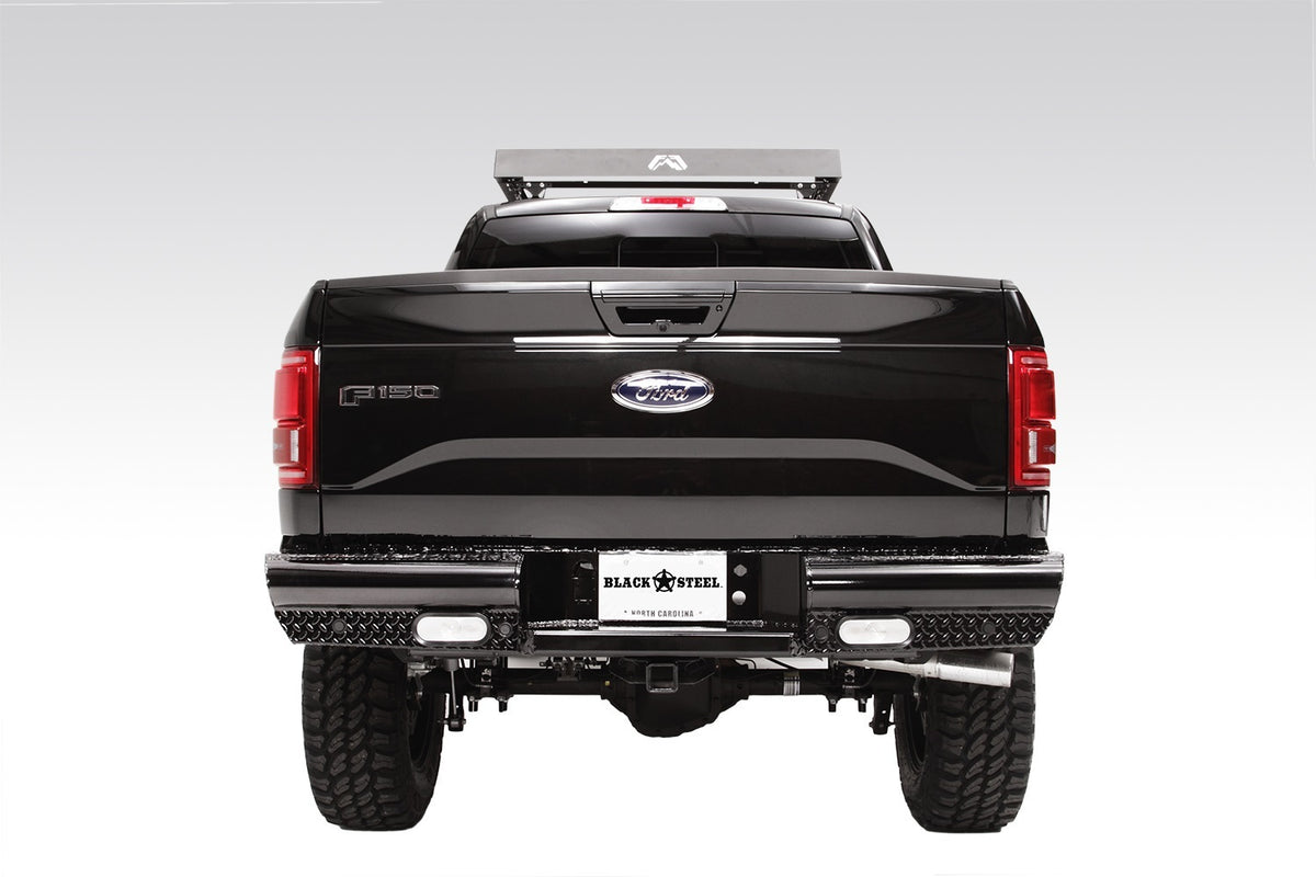 Fab Fours Black Steel Ranch Rear Bumper, 2-Stage Black Powder Coat FF15-T3250-1