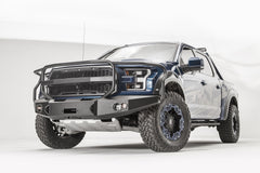 Fab Fours Premium Winch Front Bumper, Full Grill Guard, 2-Stage Black Powder Coat FF17-H4350-1