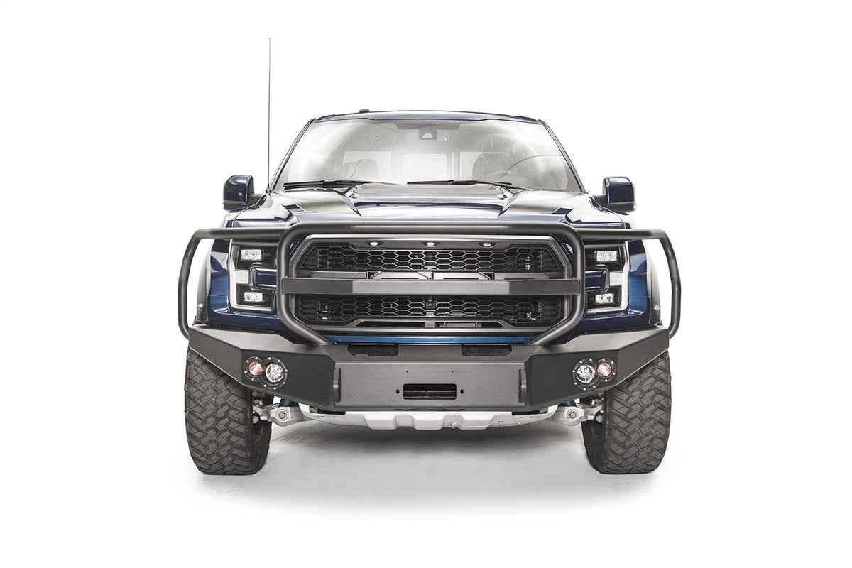 Fab Fours Premium Winch Front Bumper, Full Grill Guard, 2-Stage Black Powder Coat FF17-H4350-1