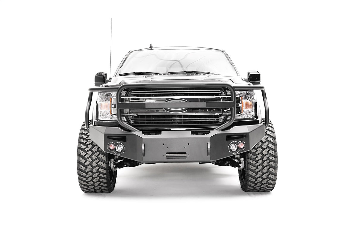 Fab Fours Premium Winch Front Bumper, Full Grill Guard, 2-Stage Black Powder Coat FF18-H4550-1