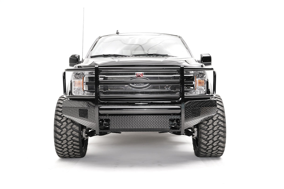 Fab Fours Black Steel Front Bumper, Full Grill Guard, 2-Stage Black Powder Coat FF18-K4560-1