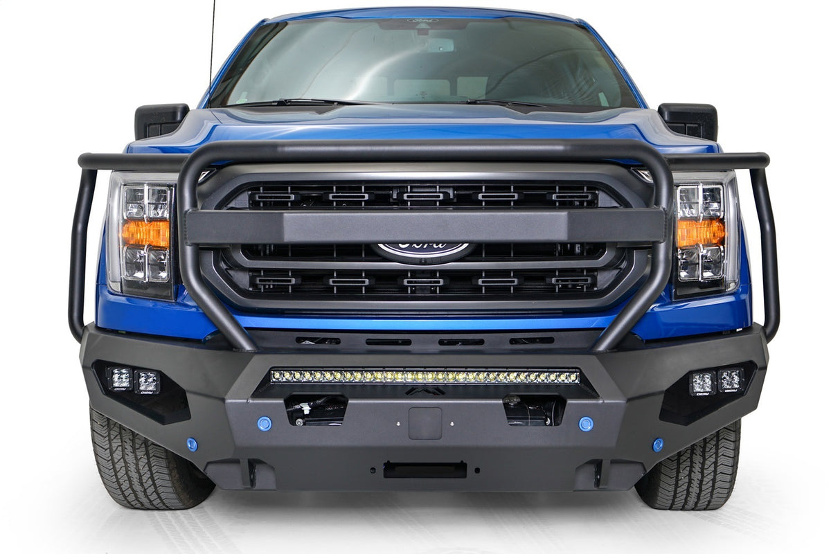 Fab Fours Matrix Front Bumper, Full Grill Guard, Sensor Compatible, 2-Stage Black Powder Coat FF21-X4750-1