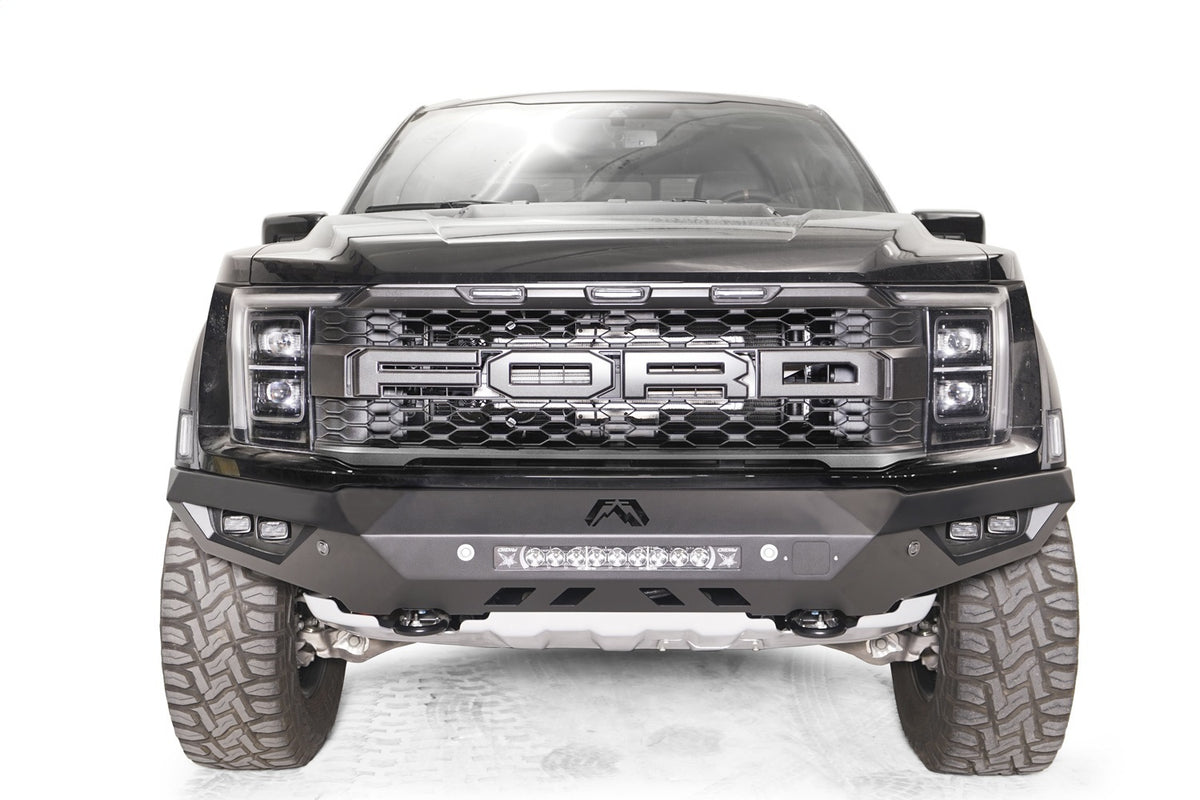 Fab Fours Vengeance Front Bumper, No Guard, 2-Stage Black Powder Coat FR21-D5351-1