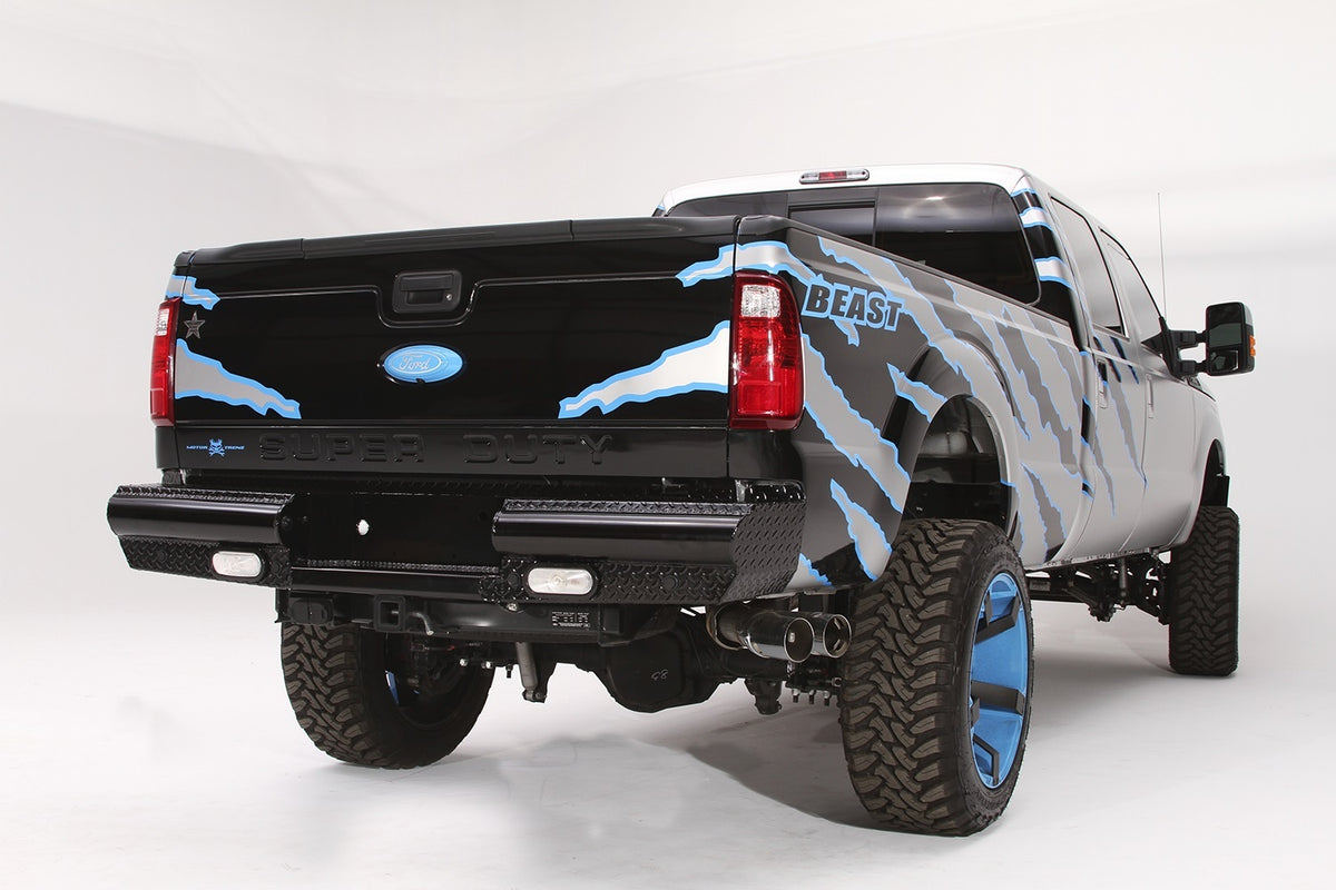Fab Fours Black Steel Ranch Rear Bumper, 2-Stage Black Powder Coat FS08-T1350-1