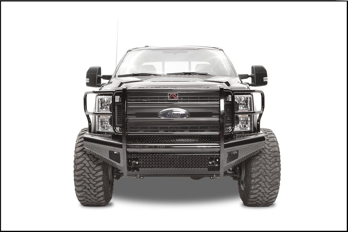 Fab Fours Black Steel Front Ranch Bumper, Full Grill Guard, 2-Stage Black Powder Coat FS17-S4160-1