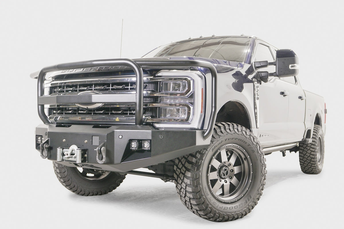 Fab Fours Premium Winch Front Bumper, Full Grill Guard, Bare Steel FS23-A5950-B